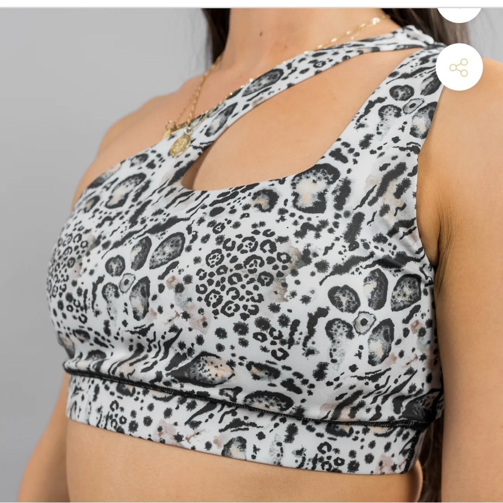 Leopard Print Cutout off shoulder Sports Bra